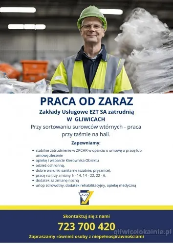 Sortowacz  mile widziana osoba z orzeczeniem-praca od zaraz GLIWICE