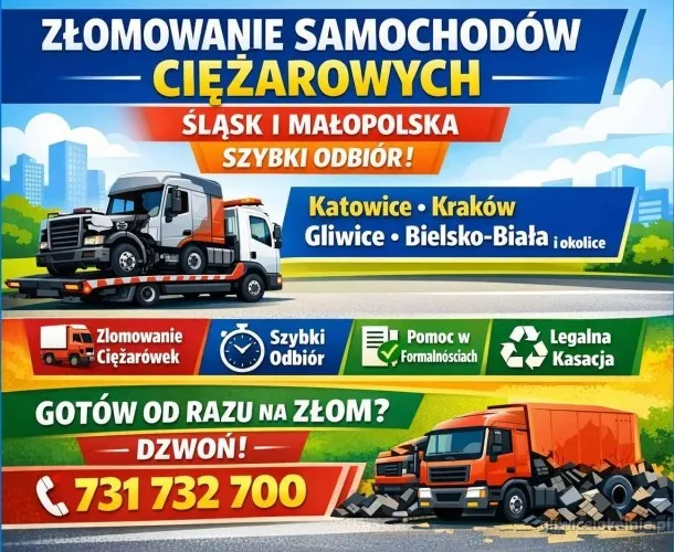Kasacja, złomowanie ciężarówek. Odbiór we wskazanym miejscu