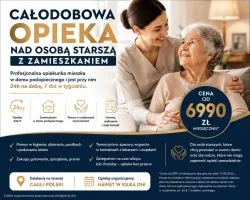 Usługa opieki od 6990 zł 24h nad osobą starszą z zamieszkaniem